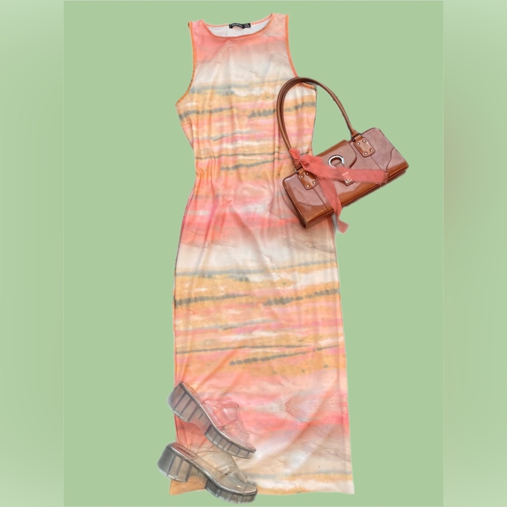 Boohoo Marble Print Sleeveless midi dress NWT